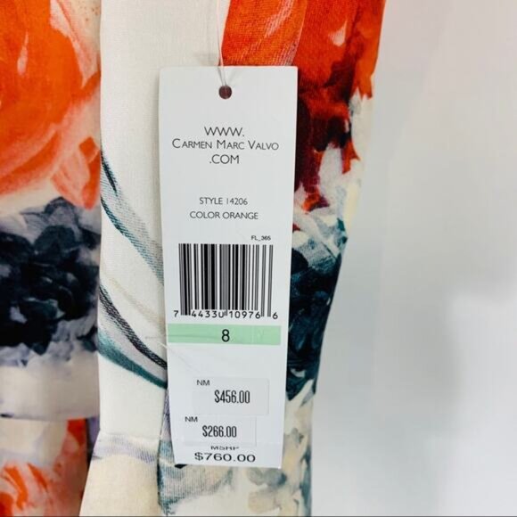 NWT Carmen Marc Valvo Midi Dress Floral Sz 8 - Picture 8 of 11